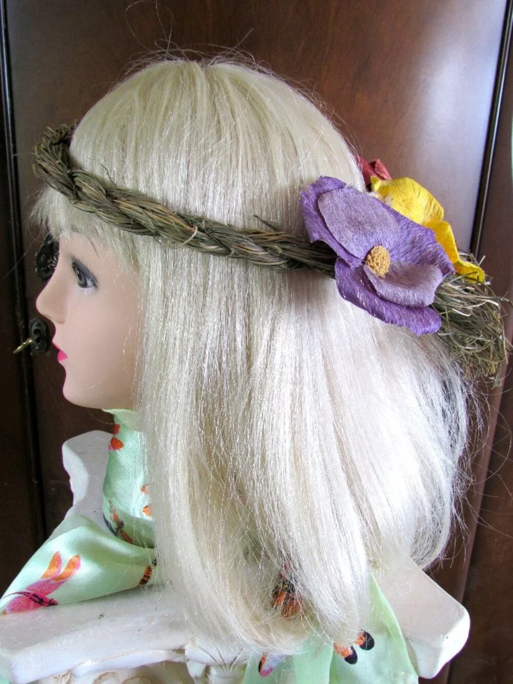 2 FESTIVAL HAIR WREATHS: FLORAL & GOLDEN LEAVES; RENAISSANCE, MEDIEVAL COSTUMES - Picture 5 of 12